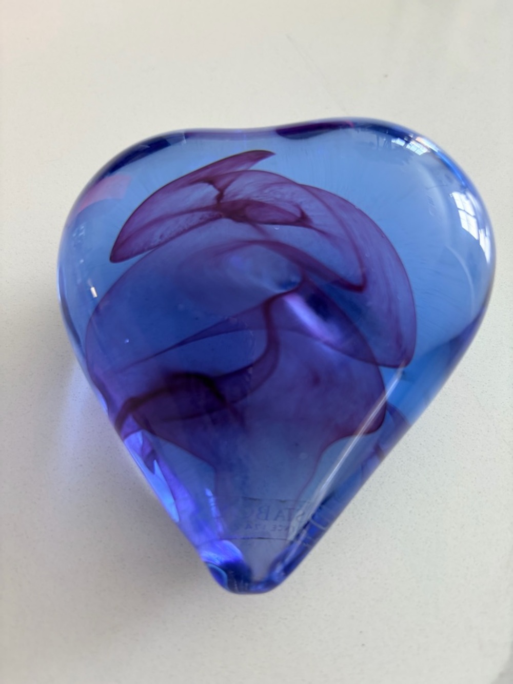 Kosta Boda Bertil Vallien “Heartbeat” Blue Art Glass Paperweight EUC